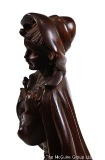 Black Forest Carved Wood Boy with Flute, Unsigned. 12" tall. 