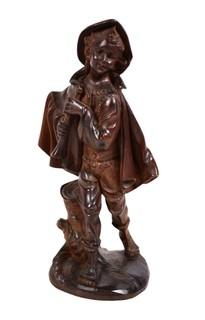 Black Forest Carved Wood Boy with Flute, Unsigned. 12" tall. 