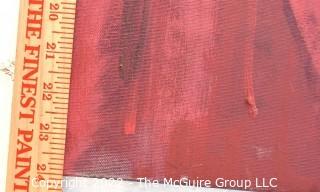 Mid Century Abstract Oil On Canvas Painting in Reds on Stretcher Frame, Unsigned.  18" x 24".