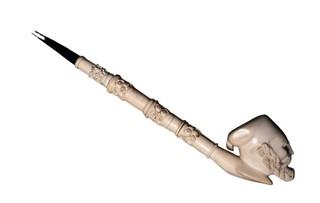 Long Hand Carved Made in Turkey Meerschaum Pipe