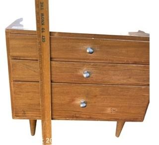 Mid Century Modern Three (3) Drawer Dresser or Night Table. 17" x 22" x 24"