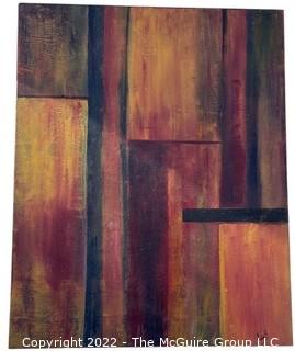 24 x 30" Abstract Oil On Canvas Painting in Browns on Stretcher Frame Signed by Artist  