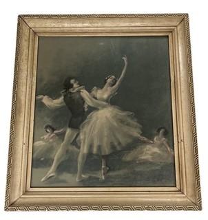 Framed Under Glass Color Print of the Ballet by Raymond Charlot. 20 x 22" 