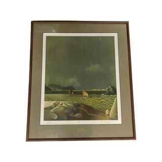 Framed Under Glass "Ondes Turbulentes" Original Color Lithograph Signed and Numbered by Artist Michel Charpentier.  24" x 28"