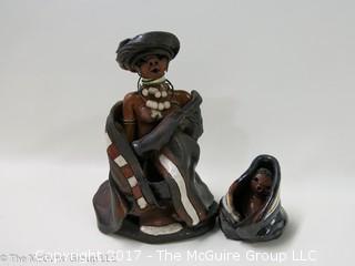 Hand decorated and painted clay figurines 