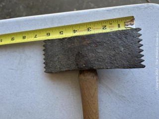 Antique Stone Mason's Toothed Axe with Cast Iron Head. 
