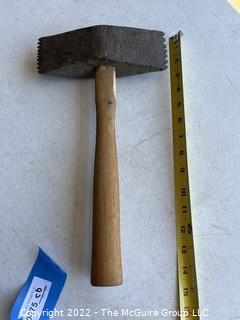 Antique Stone Mason's Toothed Axe with Cast Iron Head.