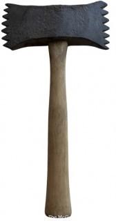 Antique Stone Mason's Toothed Axe with Cast Iron Head.