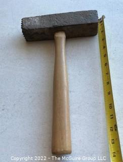 Antique Stone Mason's Toothed Axe with Cast Iron Head.