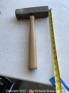 Antique Stone Mason's Toothed Axe with Cast Iron Head.