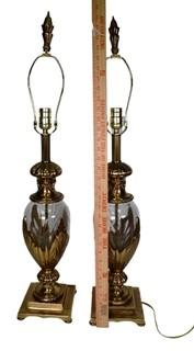 Contemporary Glass with Brass Accents Table Lamps.