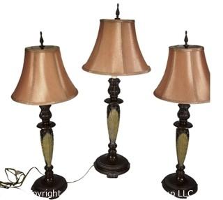 Three (3) Contemporary Candle Stick Table Lamps