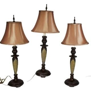 Three (3) Contemporary Candle Stick Table Lamps