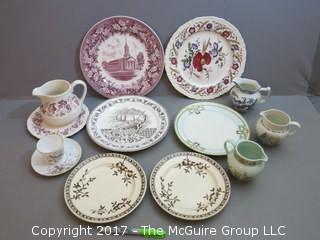 Eclectic collection of china including numerous Wedgwood pieces including Gettysburg College collector plate  