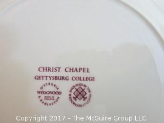 Eclectic collection of china including numerous Wedgwood pieces including Gettysburg College collector plate  