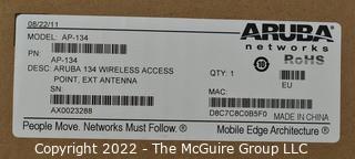 NOS Networking and Communication Equipment: ARUBA NETWORKS 134 Wireless Access Point; Ext Antenna.  SN AX0023288  MAC D8C7C8C0B5F0