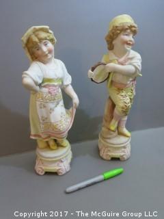 Pair of Bisque Figurines; 10" tall