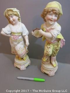 Pair of Bisque Figurines; 10" tall