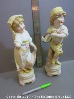 Pair of Bisque Figurines; 10" tall