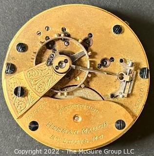 (Movement w/ Custom Dial) HWC "Herman Mauch", St. Louis, MO 18S-15J-OG3L-A-"56" RRG (EA333 Ency at 149) #858001 Micrometer Regulator 