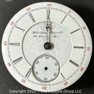 (Movement w/ Custom Dial) HWC "Herman Mauch", St. Louis, MO 18S-15J-OG3L-A-"56" RRG (EA333 Ency at 149) #858001 Micrometer Regulator 