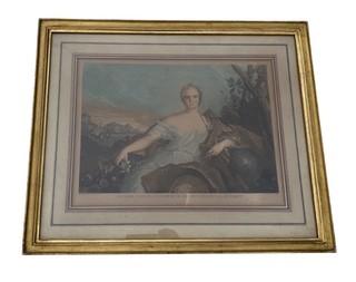 Framed Under Glass Color Lithograph of Madam Louise Elizabeth of France