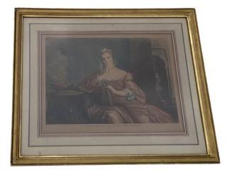 Framed Under Glass Color Lithograph of Madam Marie Henriette of France