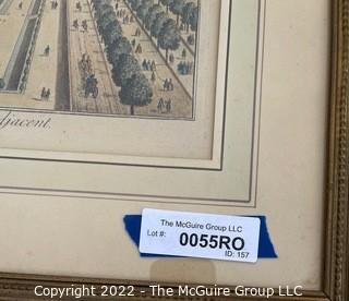 Framed Under Glass Lithograph of St. James's Palace and Parks Adjacent. 1736