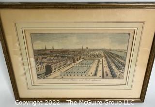 Framed Under Glass Lithograph of St. James's Palace and Parks Adjacent. 1736