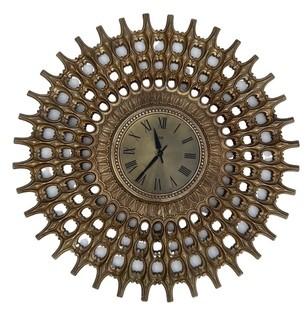 Vintage Mid Century Starburst Sunburst Gold Elgin Wall Clock 1001RO