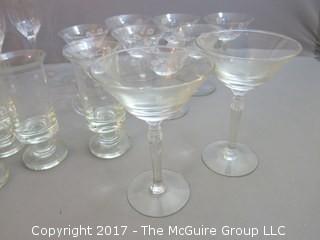 Collection including glass stemware including (15) Orrefors, (8) etched compotes, (4) coffee and (2) compotes