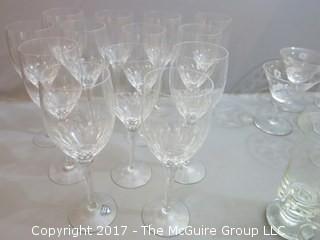 Collection including glass stemware including (15) Orrefors, (8) etched compotes, (4) coffee and (2) compotes