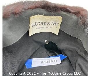 Vintage Black Mink Fur Hat From Bachrach's Washington DC