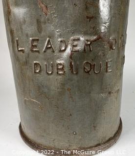 Primitive Leader Oil Can (Dubuque, IA) with Attached Tractor Seat Combined to form Bar Stool was 1025BE