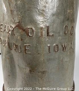 Primitive Leader Oil Can (Dubuque, IA) with Attached Tractor Seat Combined to form Bar Stool was 1025BE