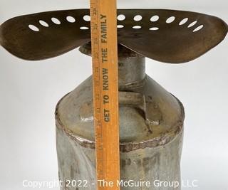 Primitive Leader Oil Can (Dubuque, IA) with Attached Tractor Seat Combined to form Bar Stool was 1025BE