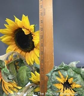 Large Yellow Pottery Vase with Faux Sun Flowers 1026BE