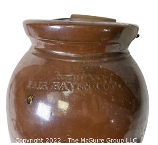 S.L. Pewtress & Co., Fair Haven, Conn. Stoneware Brown Slip Salt Glaze Batter Jug with Handle was 1027BE