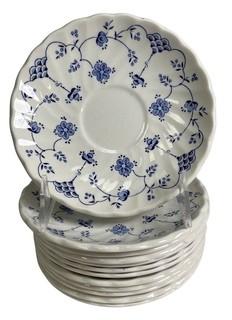 Large Collection of Blue and White Myott Finlandia Staffordshire Porcelain English Dinnerware. was 1031BE
