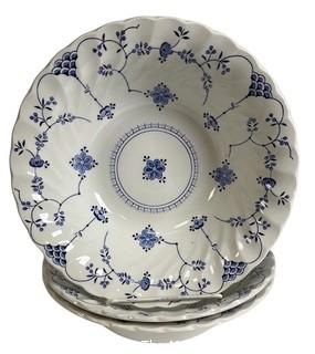 Large Collection of Blue and White Myott Finlandia Staffordshire Porcelain English Dinnerware. was 1031BE
