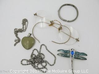 Collection of jewelry and eyeglass frames #1440