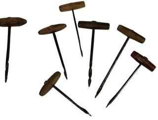 Collection of Antique Carpenter Awls and Augers with Wood Handles. 