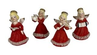 Set of Four (4) Porcelain Christmas Angels Made in Japan, In Original Box was 0053PS
