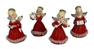 Set of Four (4) Porcelain Christmas Angels Made in Japan, In Original Box was 0053PS
