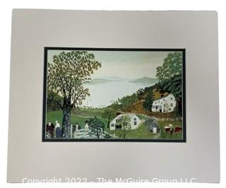 Unframed Matted Print of Farm by Grandma Moses. 13" x 16 was 0038JS