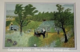 Unframed Matted Print of Farm by Grandma Moses.  13" x 16
