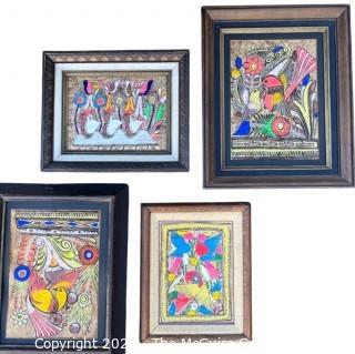 Four (4) Amate Bark Mexican Folk Art Paintings was 1047JS