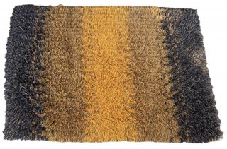 Svängstaryan Vågsvall Wool Mid Century Modern Hand Hooked Brown Ombre Ochre Shag Area Rug Made in Sweden.  64" x 92".