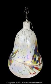 15" Tall x 10" Wide Large Hand Blown Art Glass Speckled Bell Shaped Light Catcher. 