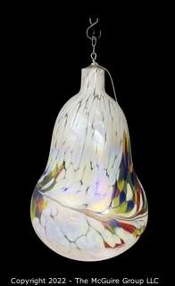 15" Tall x 10" Wide Large Hand Blown Art Glass Speckled Bell Shaped Light Catcher. 